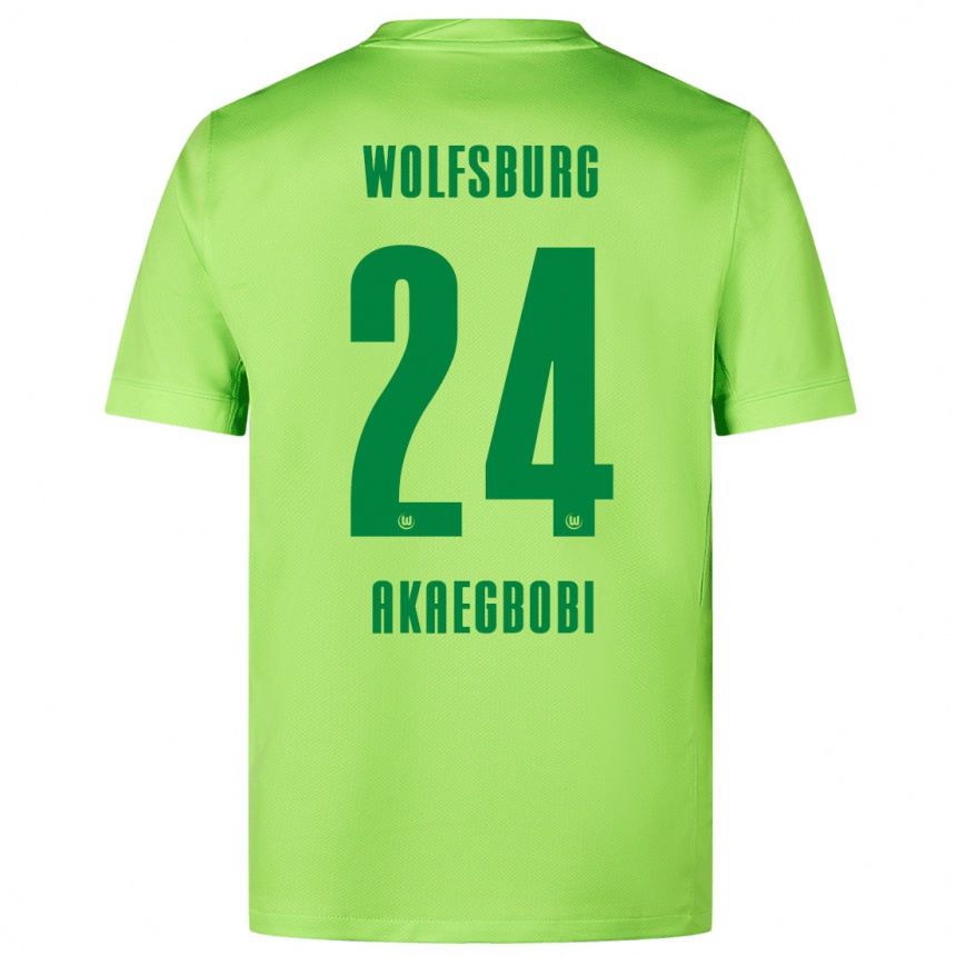 Niño Fútbol Camiseta Jonathan Akaegbobi #24 Verde Fluorescente 1ª Equipación 2024/25 México