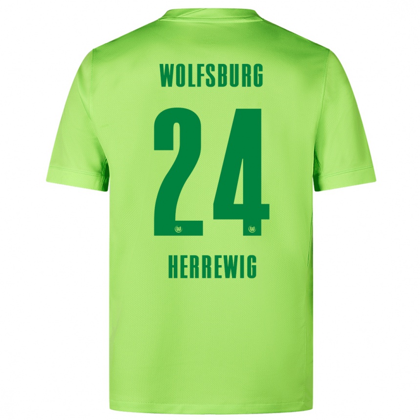 Niño Fútbol Camiseta Max Herrewig #24 Verde Fluorescente 1ª Equipación 2024/25 México