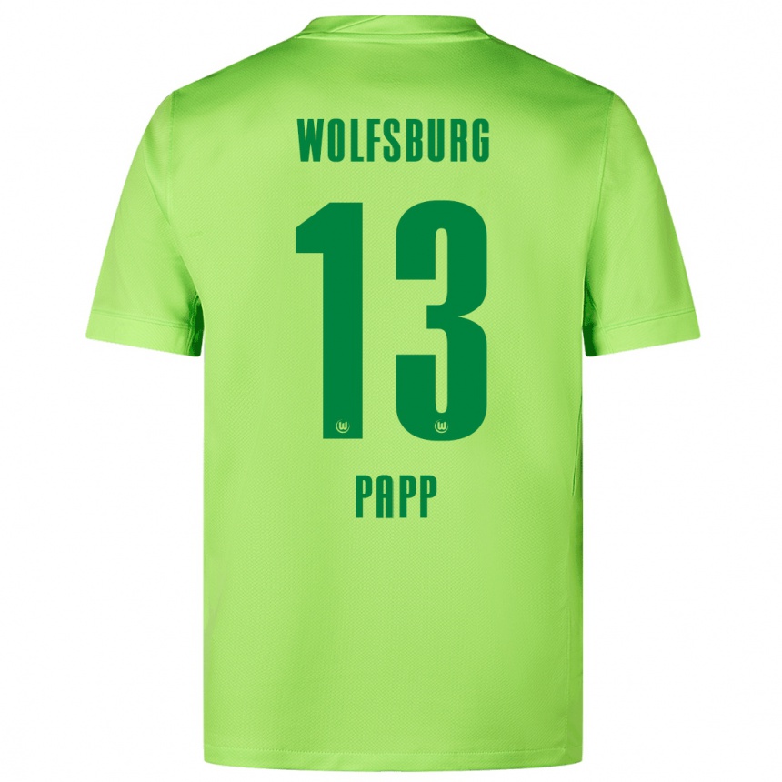 Niño Fútbol Camiseta Luca Papp #13 Verde Fluorescente 1ª Equipación 2024/25 México