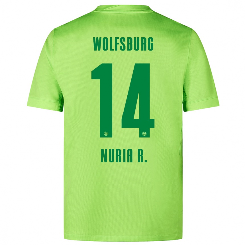 Niño Fútbol Camiseta Nuria Rabano #14 Verde Fluorescente 1ª Equipación 2024/25 México