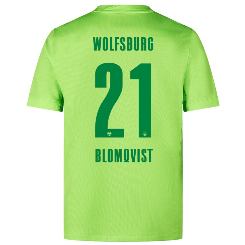 Niño Fútbol Camiseta Rebecka Blomqvist #21 Verde Fluorescente 1ª Equipación 2024/25 México