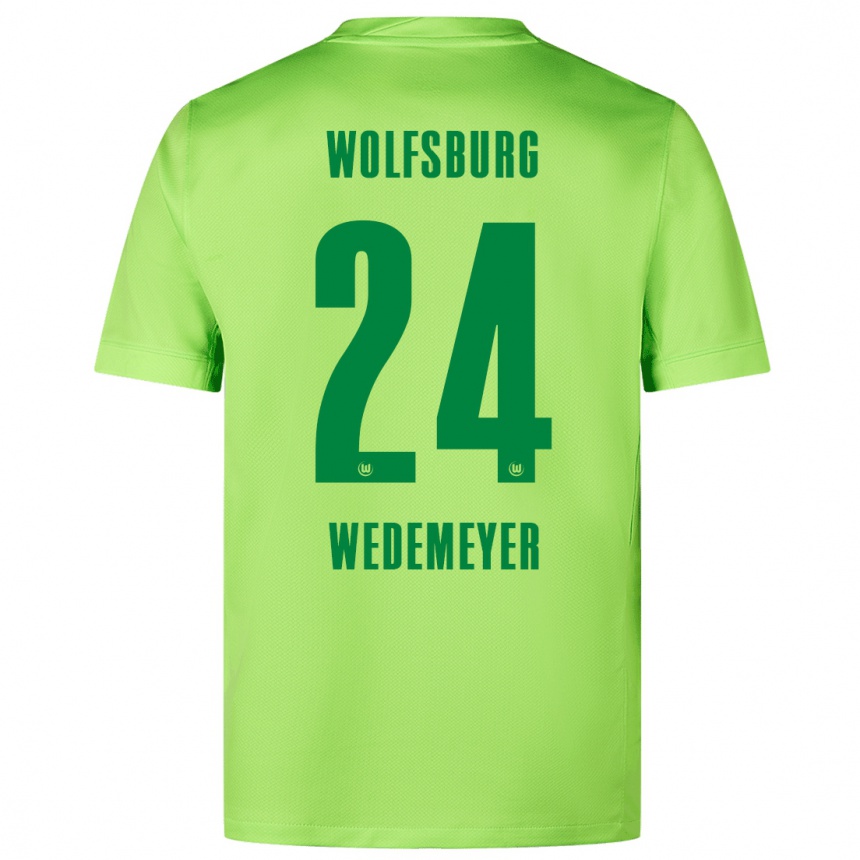 Niño Fútbol Camiseta Joelle Wedemeyer #24 Verde Fluorescente 1ª Equipación 2024/25 México