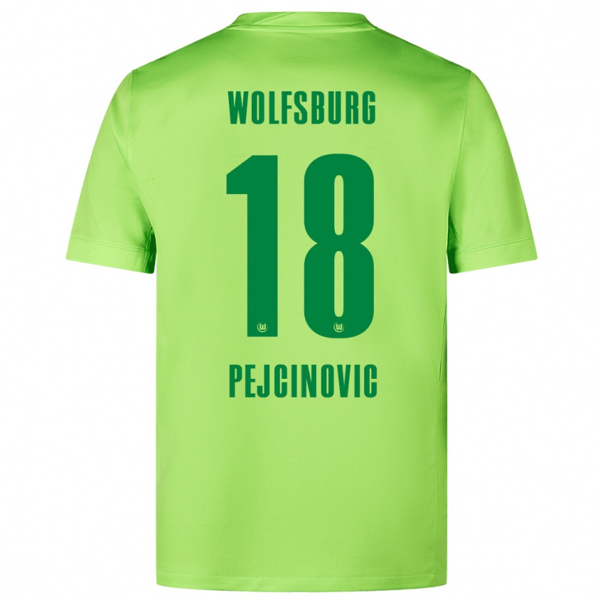 Niño Fútbol Camiseta Dzenan Pejcinovic #18 Verde Fluorescente 1ª Equipación 2024/25 México