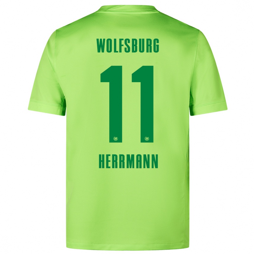 Niño Fútbol Camiseta Max Herrmann #11 Verde Fluorescente 1ª Equipación 2024/25 México