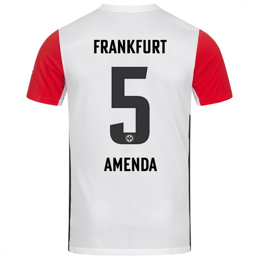 Niño Fútbol Camiseta Aurèle Amenda #5 Blanco Rojo 1ª Equipación 2024/25 México