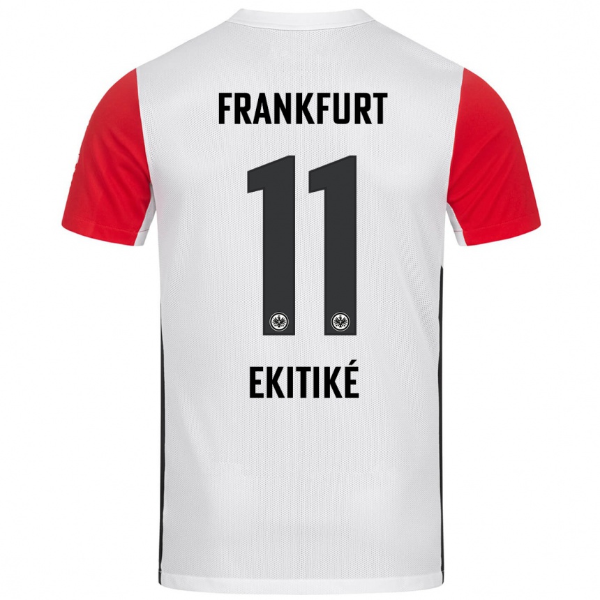 Niño Fútbol Camiseta Hugo Ekitike #11 Blanco Rojo 1ª Equipación 2024/25 México