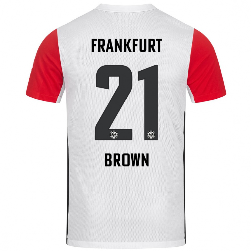 Niño Fútbol Camiseta Nathaniel Brown #21 Blanco Rojo 1ª Equipación 2024/25 México