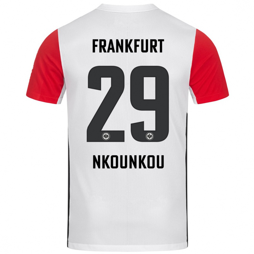 Niño Fútbol Camiseta Niels Nkounkou #29 Blanco Rojo 1ª Equipación 2024/25 México