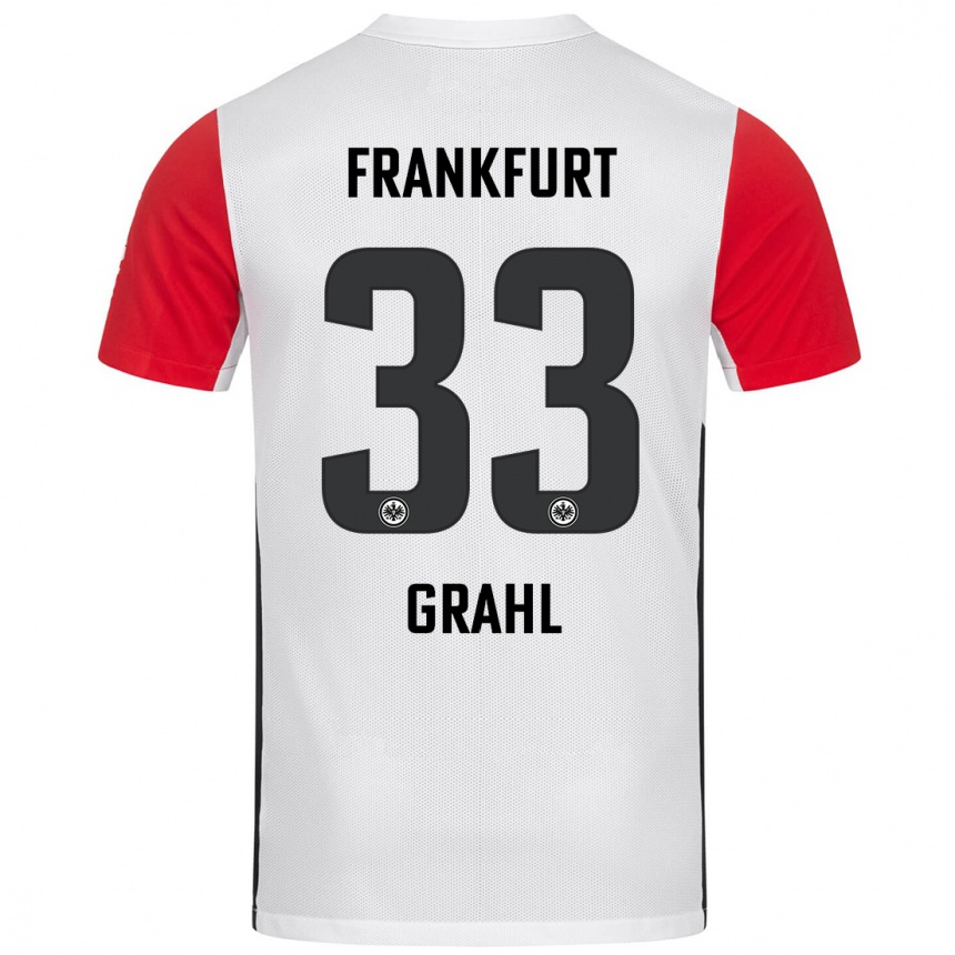 Niño Fútbol Camiseta Jens Grahl #33 Blanco Rojo 1ª Equipación 2024/25 México