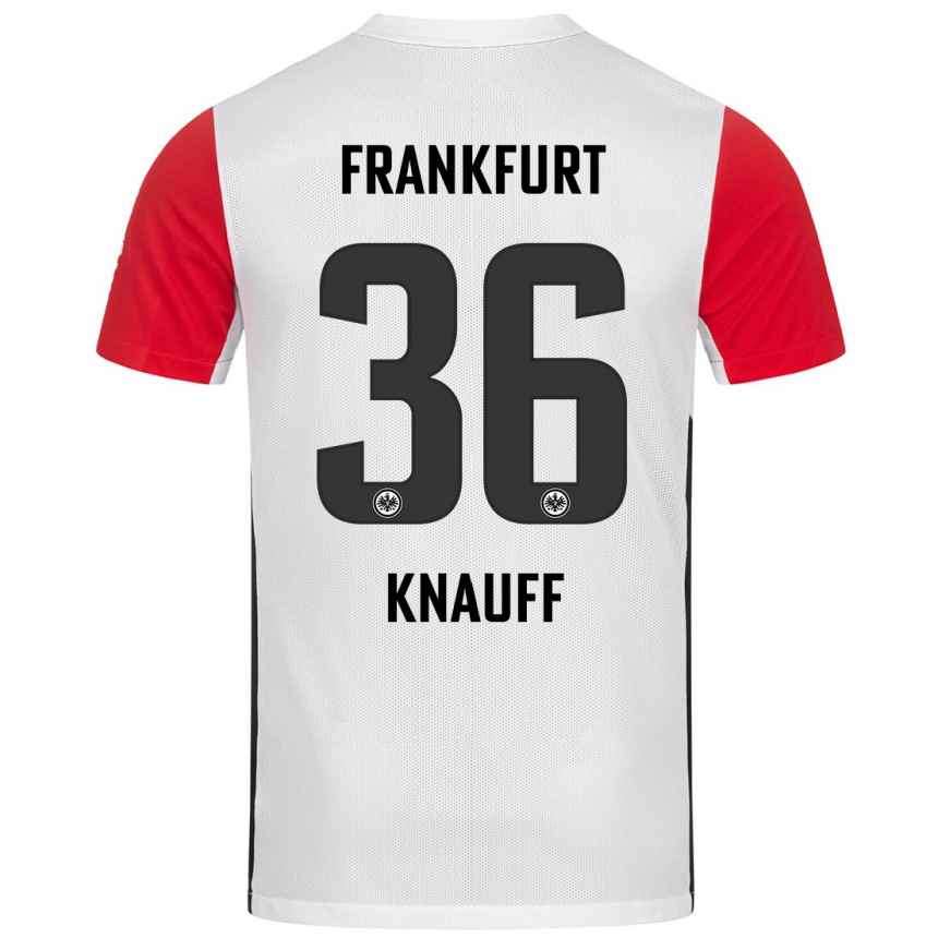 Niño Fútbol Camiseta Ansgar Knauff #36 Blanco Rojo 1ª Equipación 2024/25 México