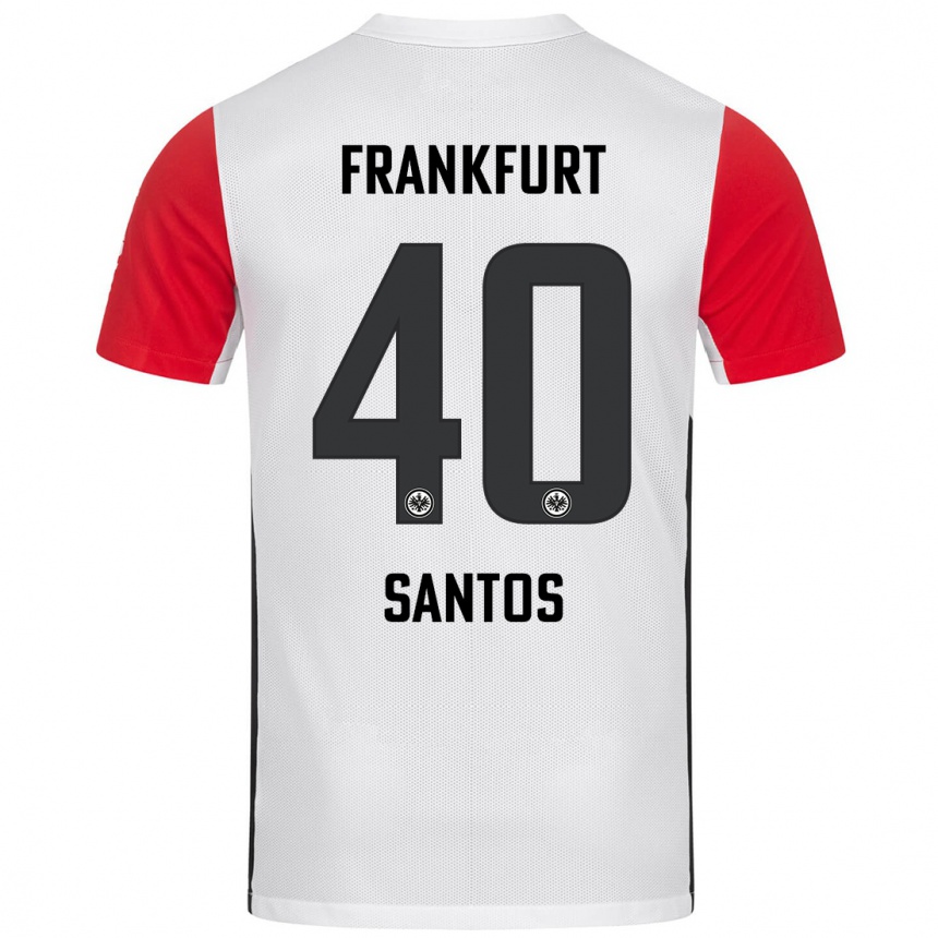 Niño Fútbol Camiseta Kauã Santos #40 Blanco Rojo 1ª Equipación 2024/25 México