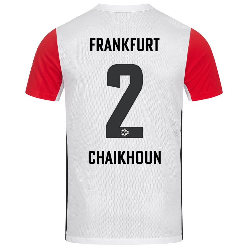 Niño Fútbol Camiseta Ayoub Chaikhoun #2 Blanco Rojo 1ª Equipación 2024/25 México