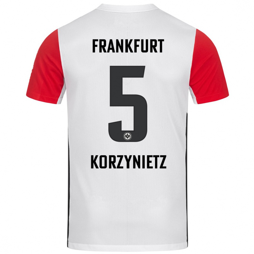 Niño Fútbol Camiseta Jaden Korzynietz #5 Blanco Rojo 1ª Equipación 2024/25 México