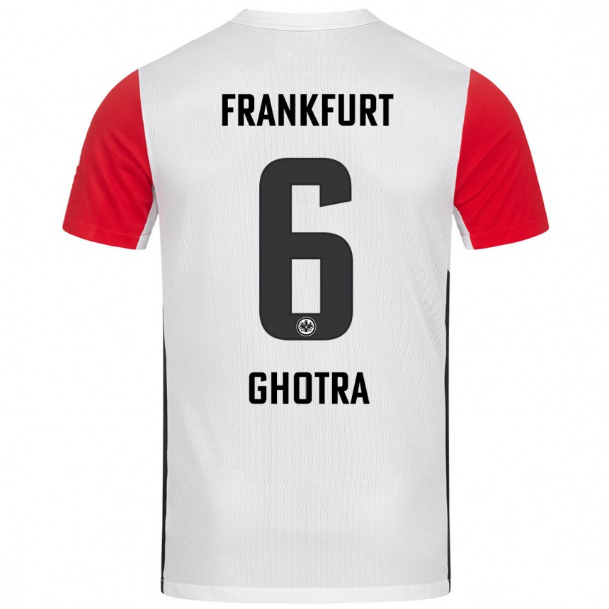 Niño Fútbol Camiseta Harpreet Ghotra #6 Blanco Rojo 1ª Equipación 2024/25 México