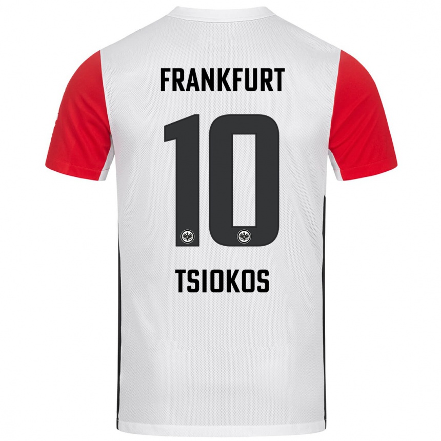 Niño Fútbol Camiseta Leonidas Ilias Tsiokos #10 Blanco Rojo 1ª Equipación 2024/25 México