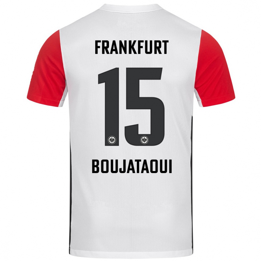 Niño Fútbol Camiseta Tarik Boujataoui #15 Blanco Rojo 1ª Equipación 2024/25 México