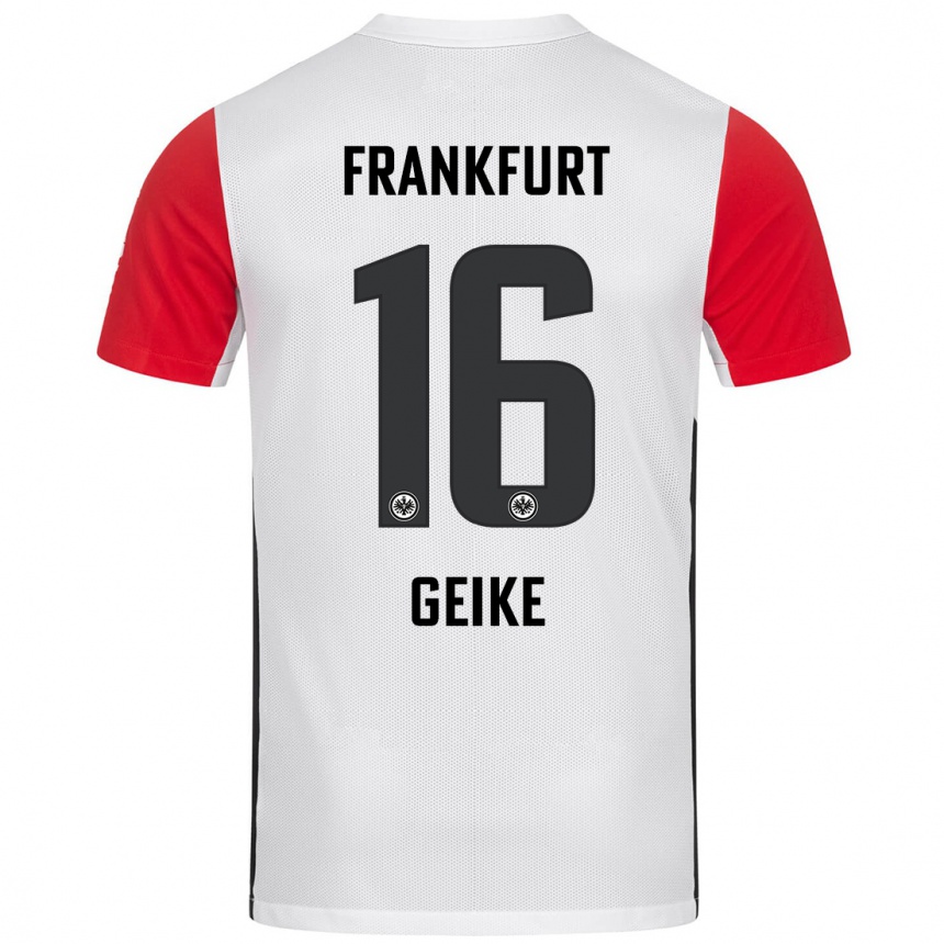 Niño Fútbol Camiseta Jonah Geike #16 Blanco Rojo 1ª Equipación 2024/25 México