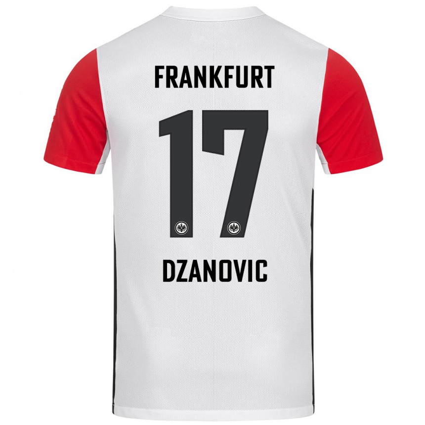 Niño Fútbol Camiseta Benjamin Dzanovic #17 Blanco Rojo 1ª Equipación 2024/25 México