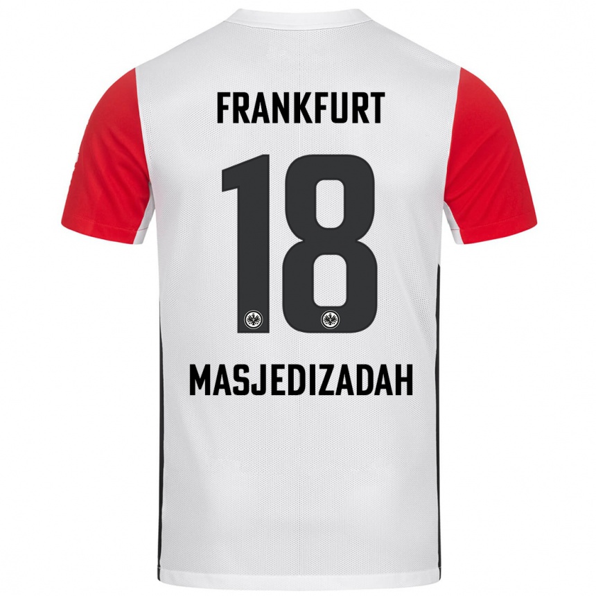 Niño Fútbol Camiseta Abolfazl Masjedizadah #18 Blanco Rojo 1ª Equipación 2024/25 México