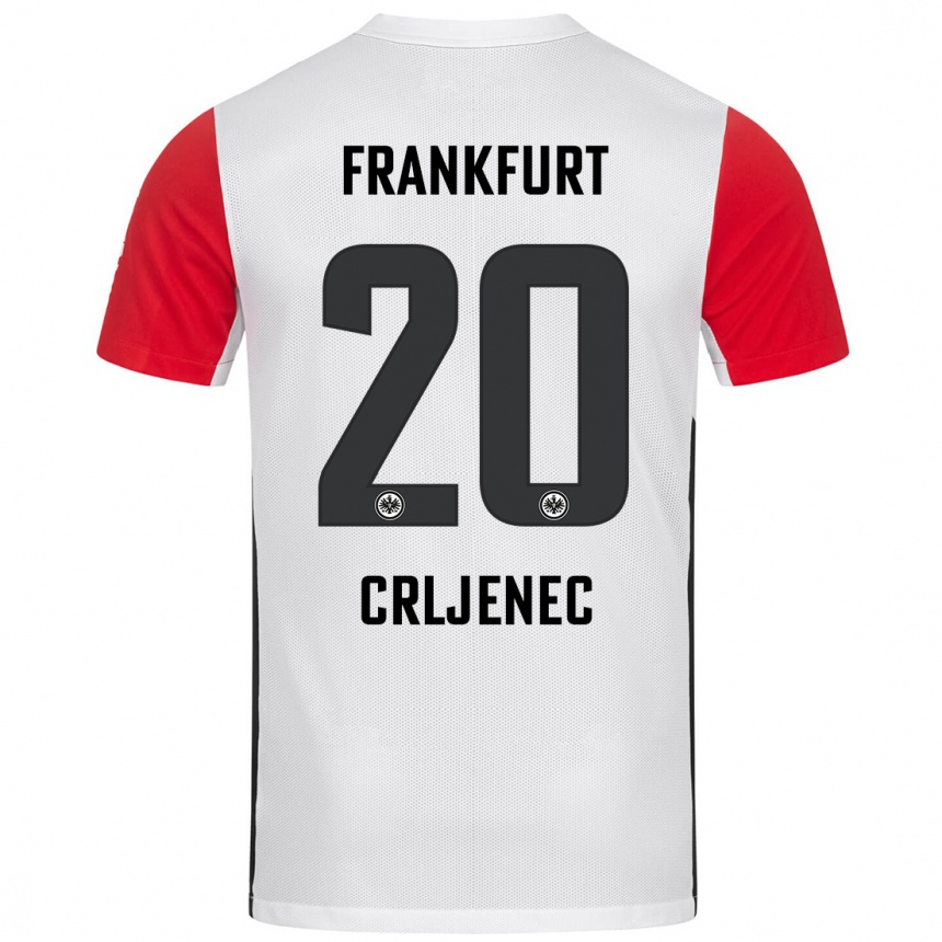 Niño Fútbol Camiseta Dominik Crljenec #20 Blanco Rojo 1ª Equipación 2024/25 México