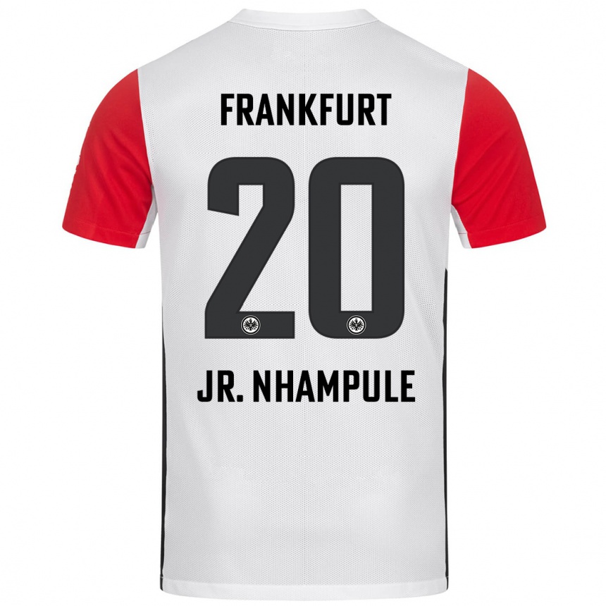 Niño Fútbol Camiseta Antonio Junior Nhampule #20 Blanco Rojo 1ª Equipación 2024/25 México