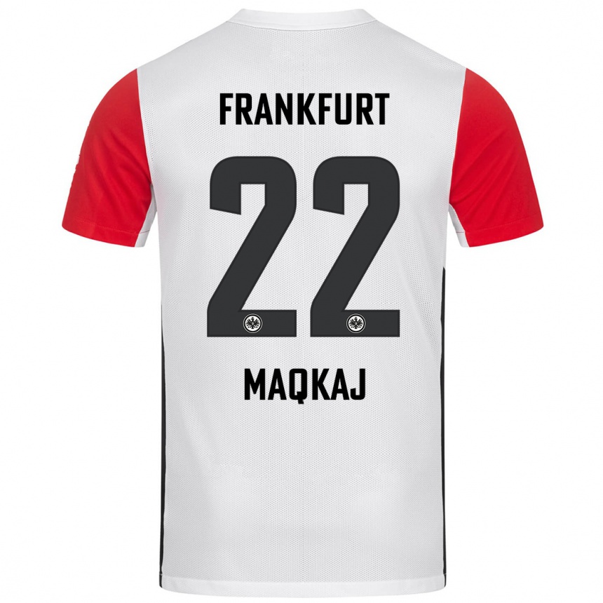 Niño Fútbol Camiseta Dritan Maqkaj #22 Blanco Rojo 1ª Equipación 2024/25 México