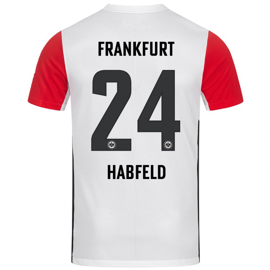 Niño Fútbol Camiseta Josef Haßfeld #24 Blanco Rojo 1ª Equipación 2024/25 México