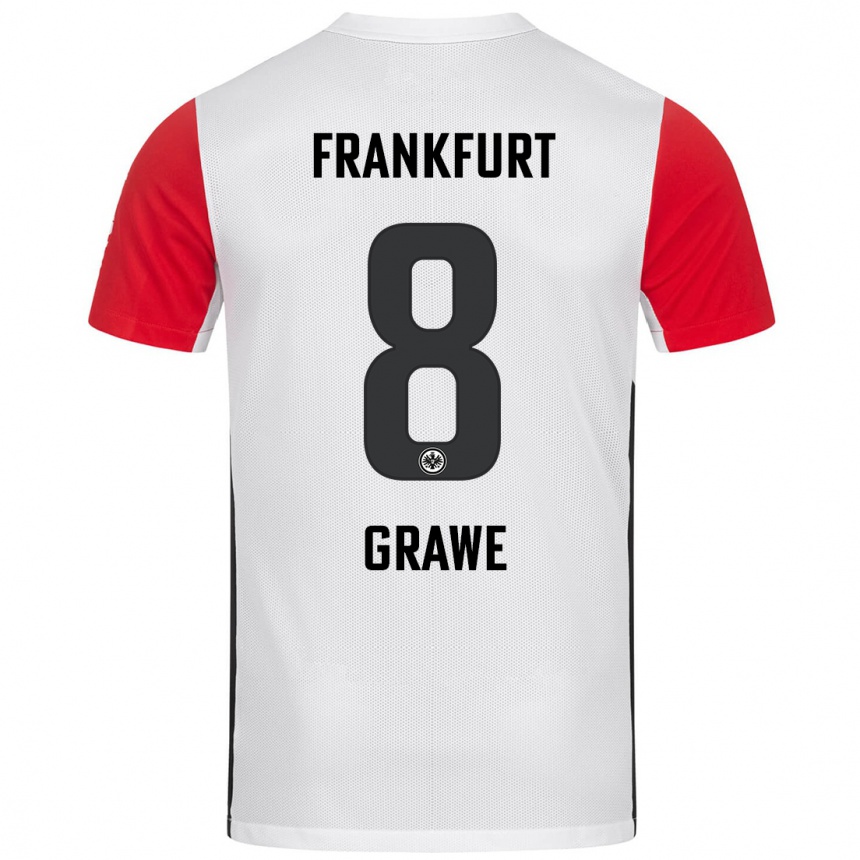 Niño Fútbol Camiseta Lisanne Gräwe #8 Blanco Rojo 1ª Equipación 2024/25 México