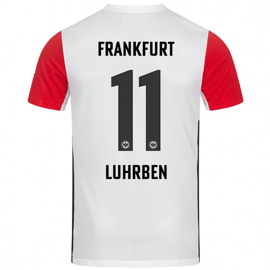 Niño Fútbol Camiseta Nina Lührßen #11 Blanco Rojo 1ª Equipación 2024/25 México