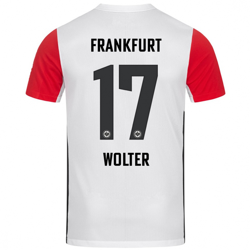 Niño Fútbol Camiseta Pia-Sophie Wolter #17 Blanco Rojo 1ª Equipación 2024/25 México