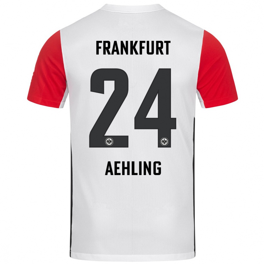 Niño Fútbol Camiseta Anna Aehling #24 Blanco Rojo 1ª Equipación 2024/25 México