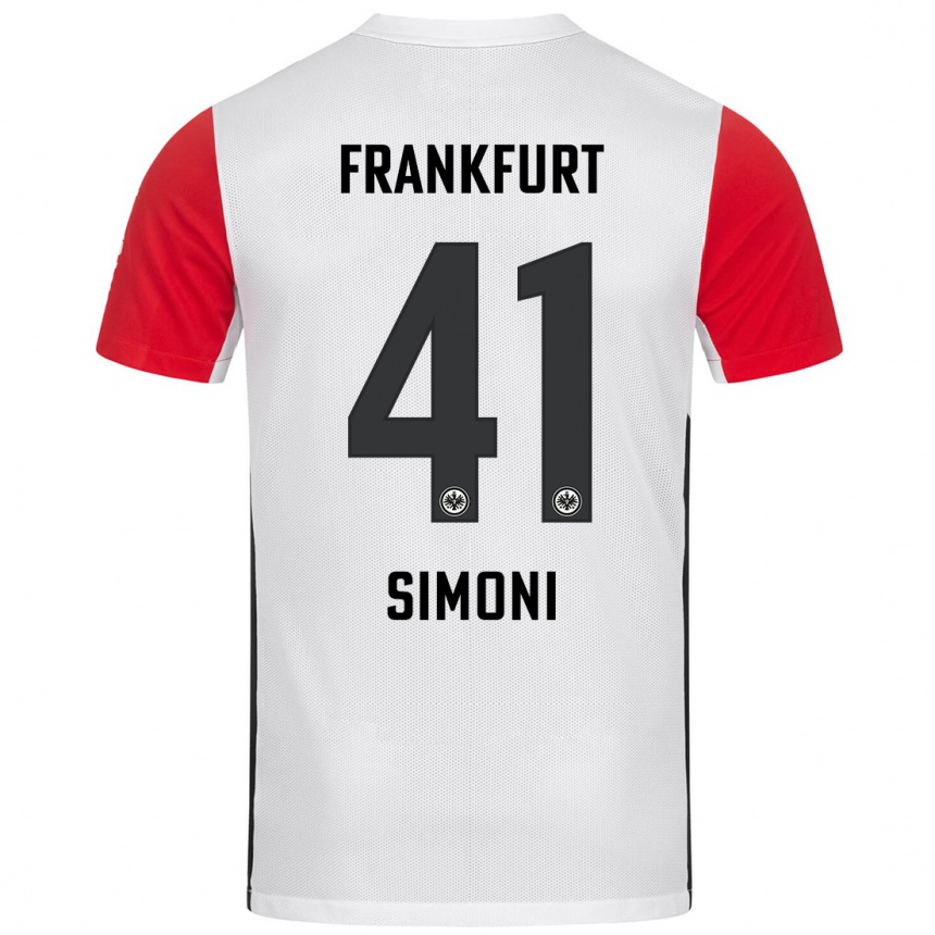 Niño Fútbol Camiseta Simon Simoni #41 Blanco Rojo 1ª Equipación 2024/25 México