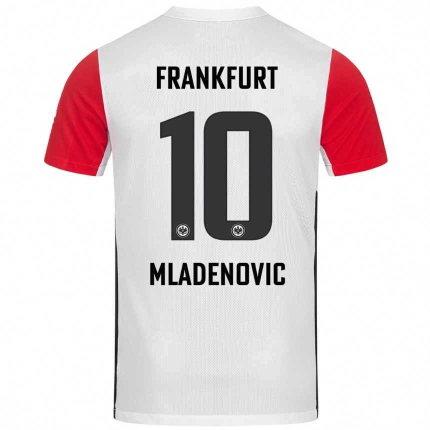 Niño Fútbol Camiseta Marko Mladenovic #10 Blanco Rojo 1ª Equipación 2024/25 México