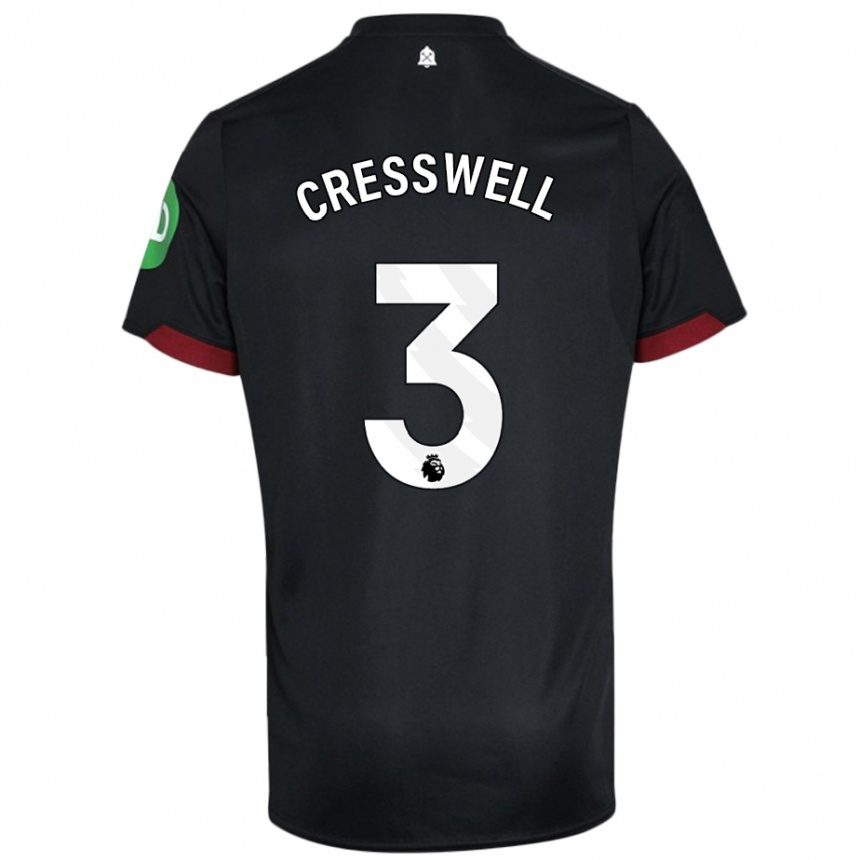 Niño Fútbol Camiseta Aaron Cresswell #3 Negro Blanco 2ª Equipación 2024/25 México