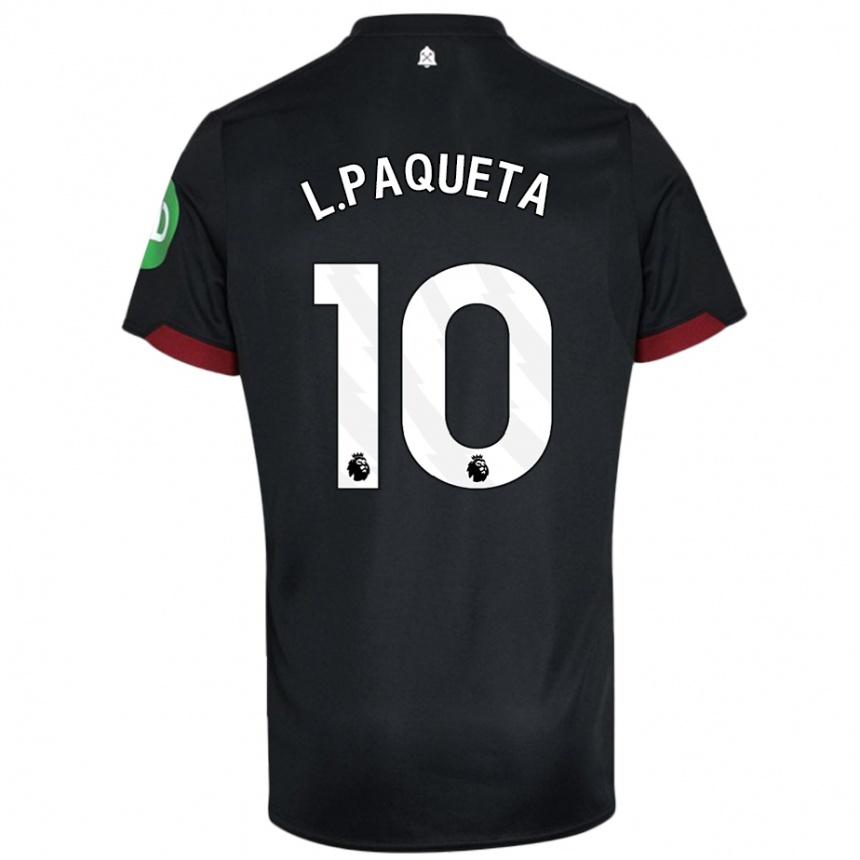 Niño Fútbol Camiseta Lucas Paqueta #10 Negro Blanco 2ª Equipación 2024/25 México