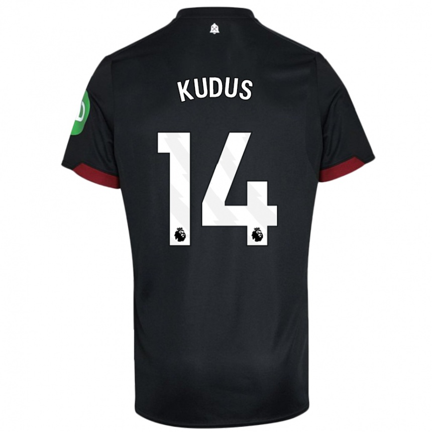 Niño Fútbol Camiseta Mohammed Kudus #14 Negro Blanco 2ª Equipación 2024/25 México