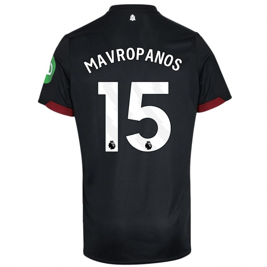 Niño Fútbol Camiseta Konstantinos Mavropanos #15 Negro Blanco 2ª Equipación 2024/25 México