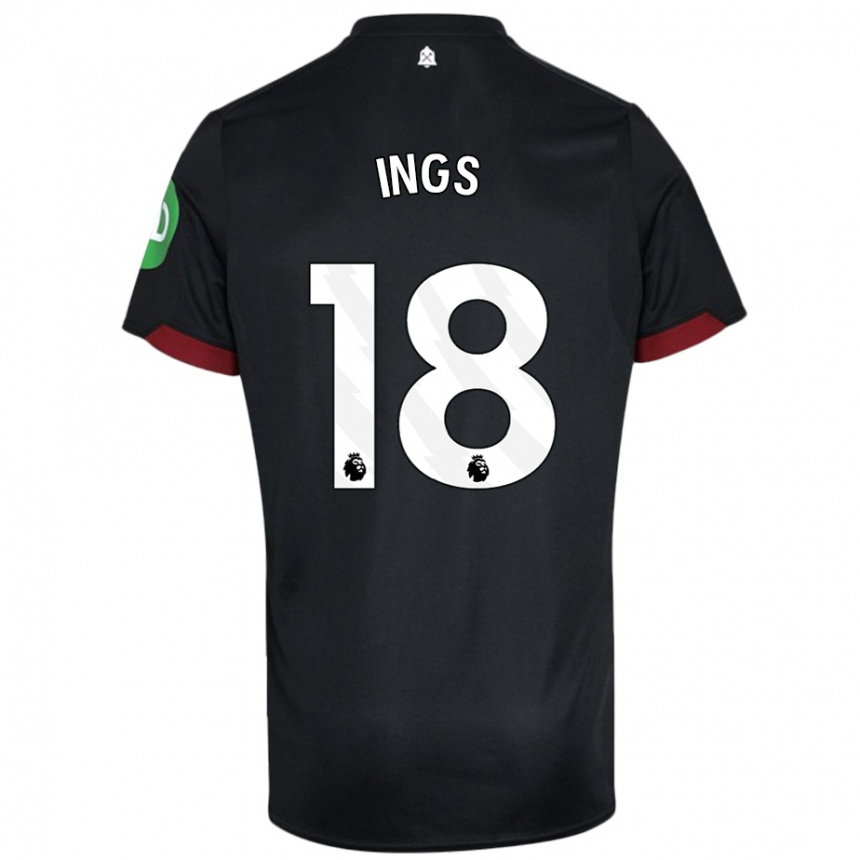 Niño Fútbol Camiseta Danny Ings #18 Negro Blanco 2ª Equipación 2024/25 México