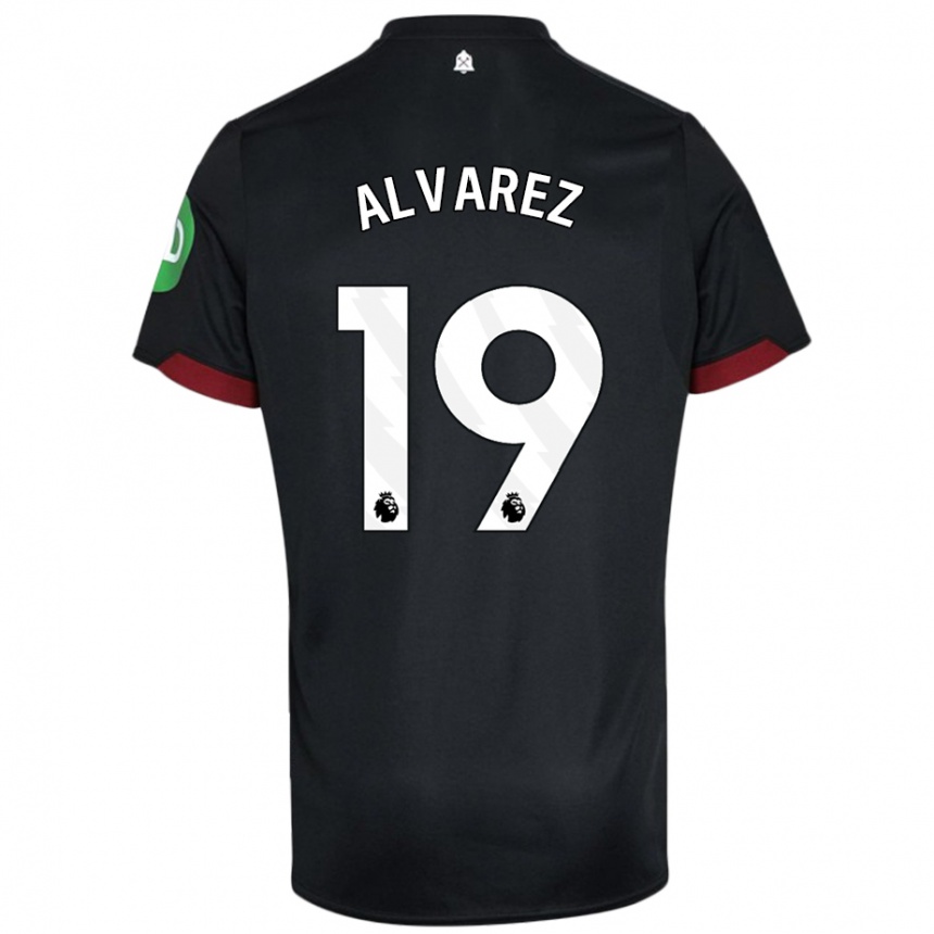 Niño Fútbol Camiseta Edson Alvarez #19 Negro Blanco 2ª Equipación 2024/25 México