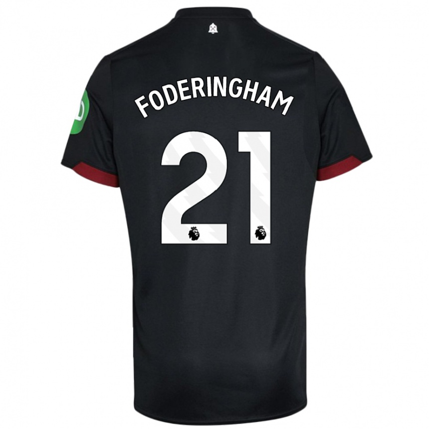 Niño Fútbol Camiseta Wes Foderingham #21 Negro Blanco 2ª Equipación 2024/25 México