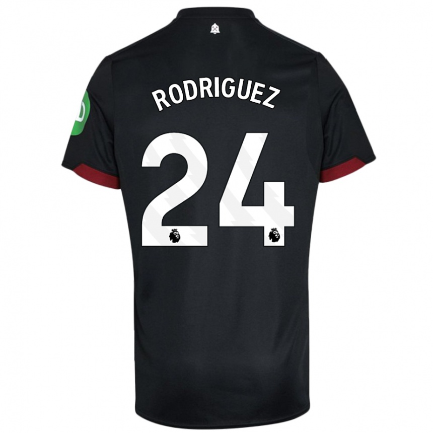 Niño Fútbol Camiseta Guido Rodríguez #24 Negro Blanco 2ª Equipación 2024/25 México