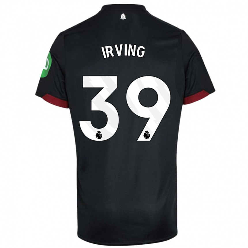 Niño Fútbol Camiseta Andy Irving #39 Negro Blanco 2ª Equipación 2024/25 México