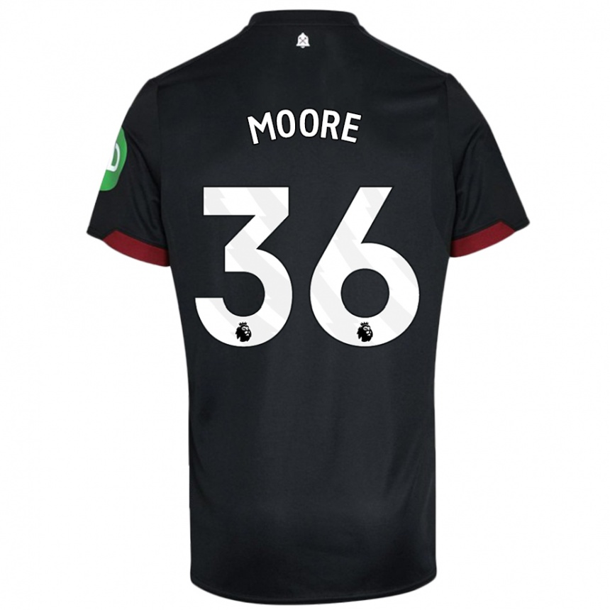 Niño Fútbol Camiseta Sean Moore #36 Negro Blanco 2ª Equipación 2024/25 México