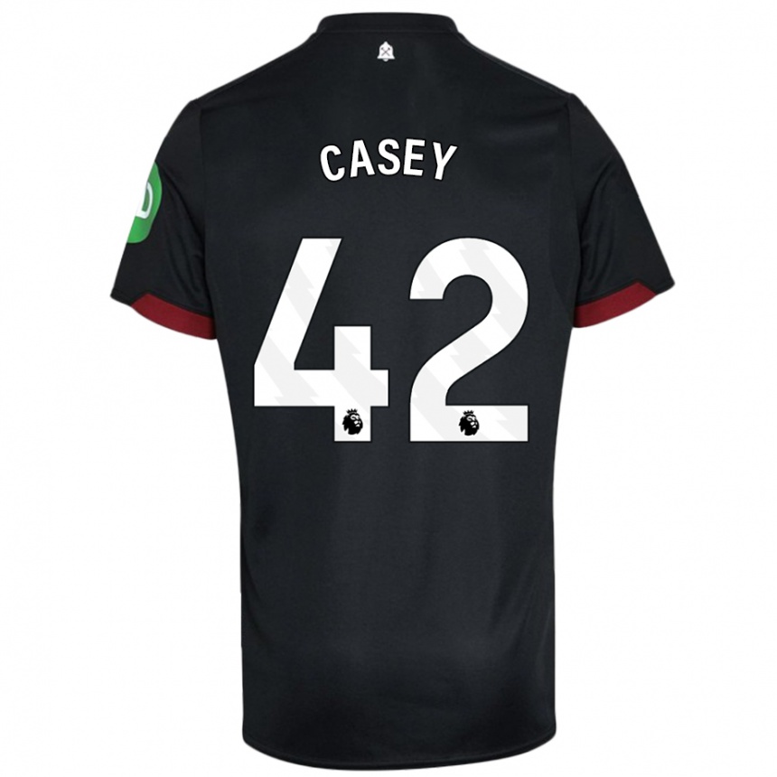 Niño Fútbol Camiseta Kaelan Casey #42 Negro Blanco 2ª Equipación 2024/25 México