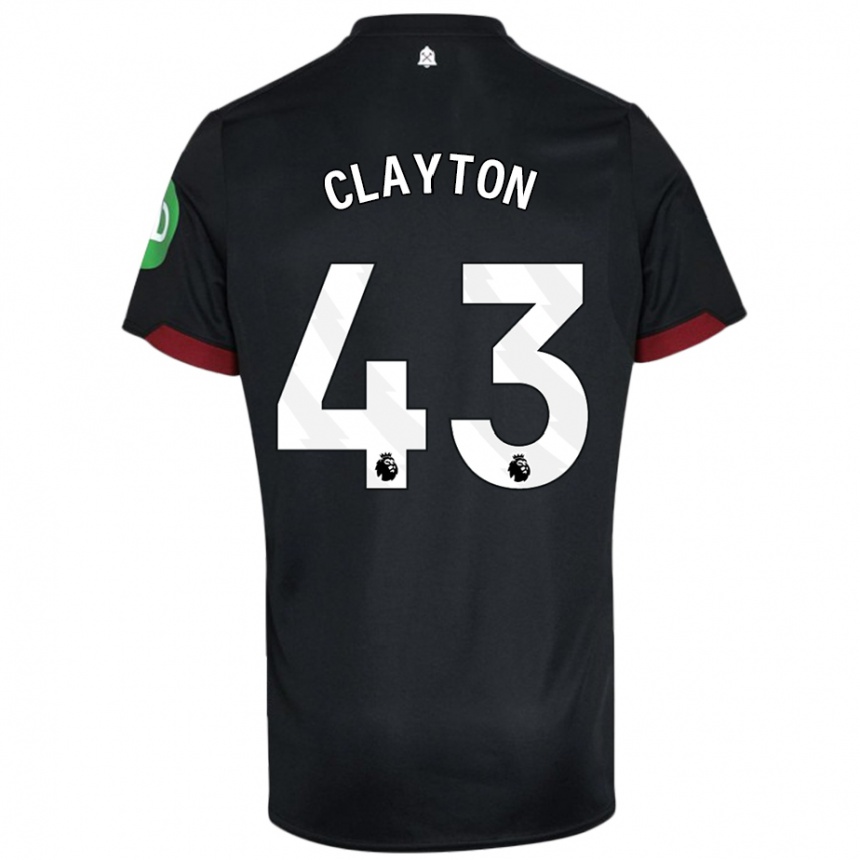 Niño Fútbol Camiseta Regan Clayton #43 Negro Blanco 2ª Equipación 2024/25 México