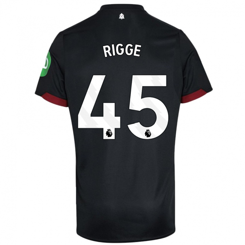 Niño Fútbol Camiseta Daniel Rigge #45 Negro Blanco 2ª Equipación 2024/25 México