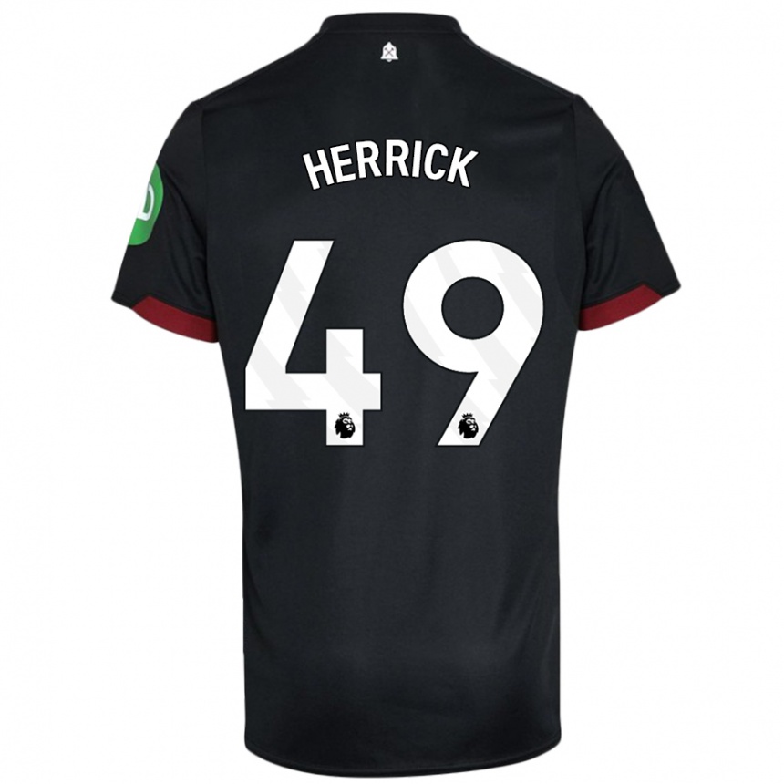 Niño Fútbol Camiseta Finlay Herrick #49 Negro Blanco 2ª Equipación 2024/25 México