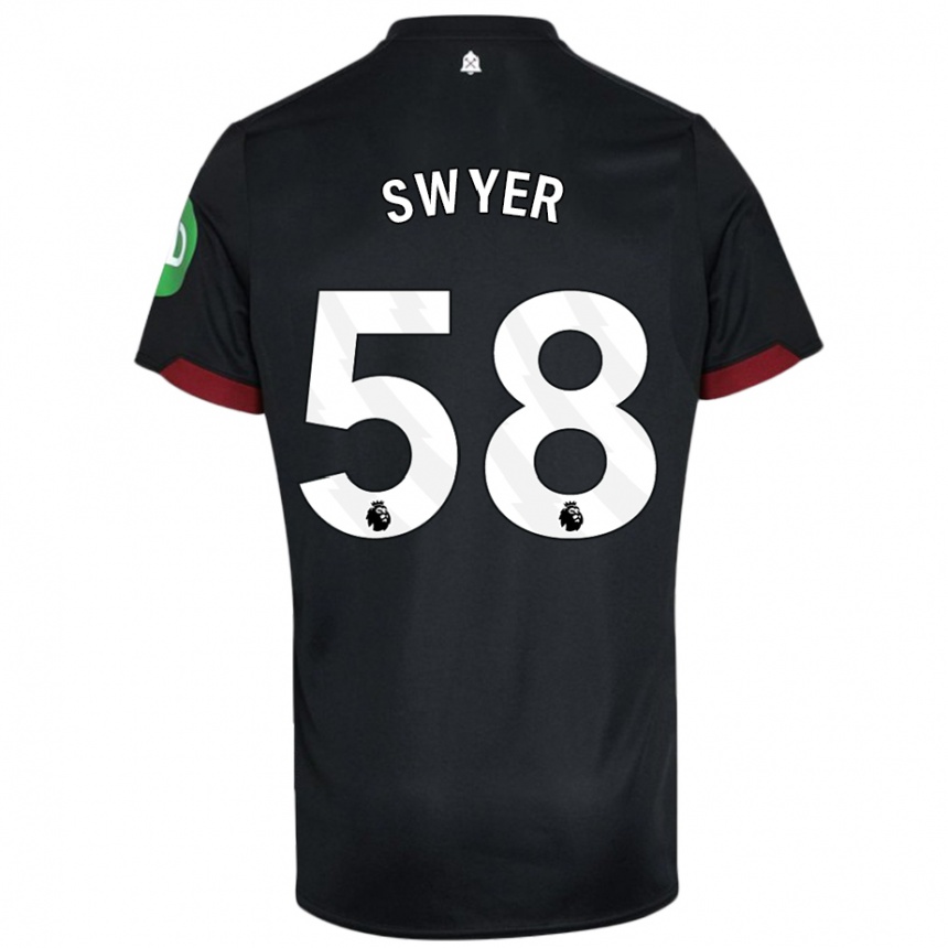 Niño Fútbol Camiseta Kamarai Swyer #58 Negro Blanco 2ª Equipación 2024/25 México