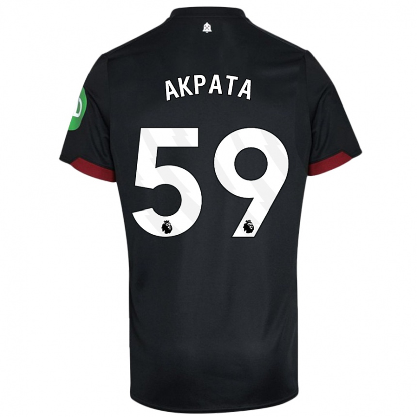 Niño Fútbol Camiseta Tyron Akpata #59 Negro Blanco 2ª Equipación 2024/25 México