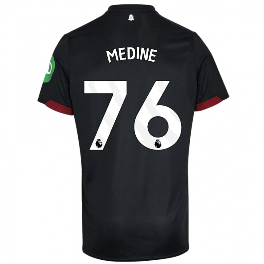 Niño Fútbol Camiseta Jethro Medine #76 Negro Blanco 2ª Equipación 2024/25 México